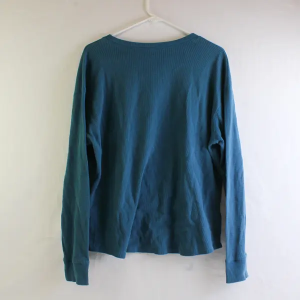 Time And Tru Teal Long-Sleeved Waffle Knit Shirt Women's XL 16-18
