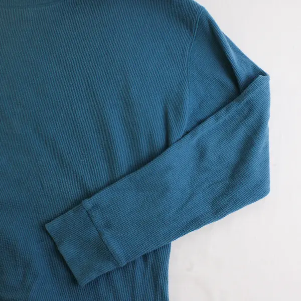 Time And Tru Teal Long-Sleeved Waffle Knit Shirt Women's XL 16-18