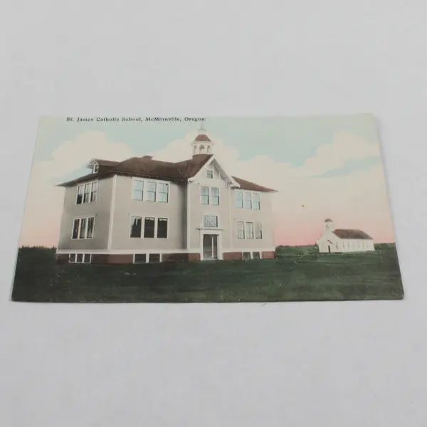 St James Catholic School McMinnville Oregon Colorized Litho Postcard Circa 1910