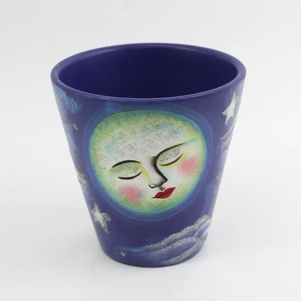 Blue Ceramic Sleeping Moon And Stars Vase