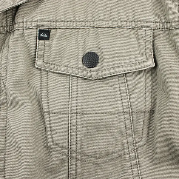 Quiksilver Men's L Khaki 100% Cotton Snap Button Up Trucker Style Jacket