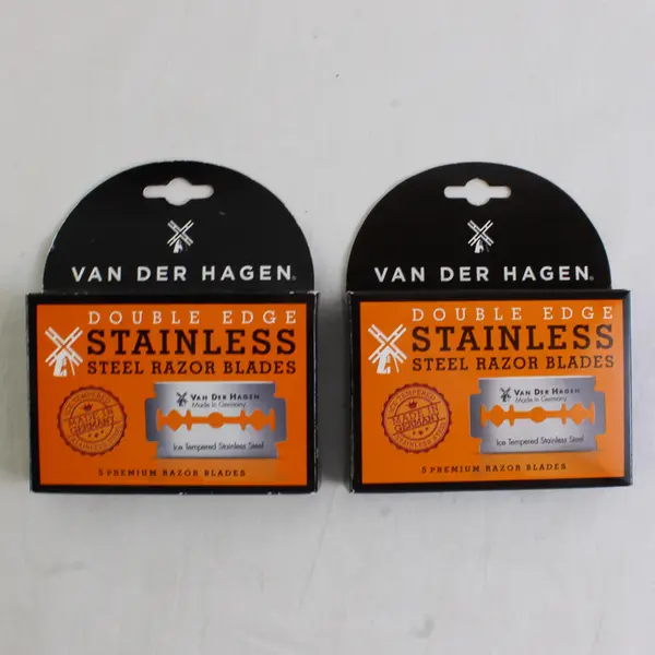 Lot Of 3 Van Der Hagen 2 Double Edge Stainless Steel Razor Blades & 1 Shave Soap