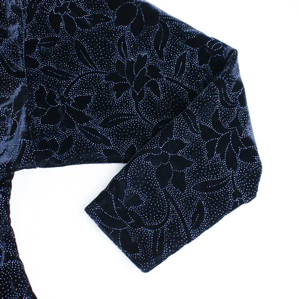 Vintage Scott McClintock Women's 8 Blue Velvet Glitter Long Sleeve Mini Dress