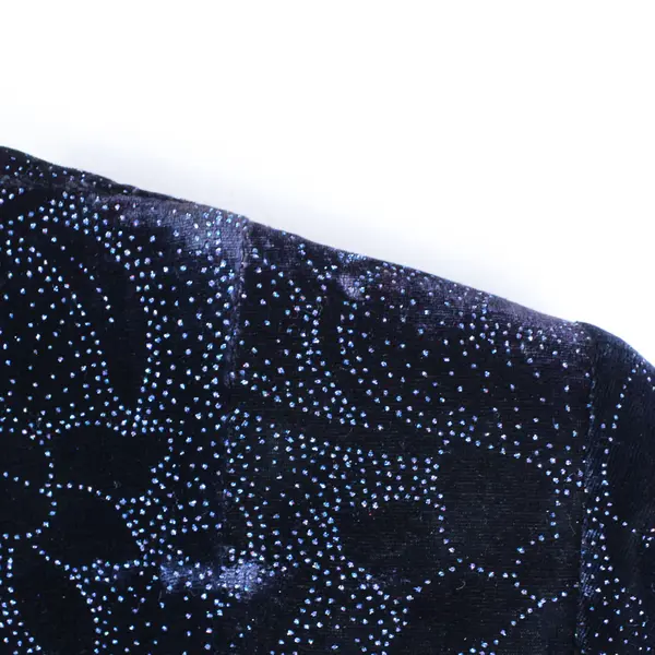 Vintage Scott McClintock Women's 8 Blue Velvet Glitter Long Sleeve Mini Dress