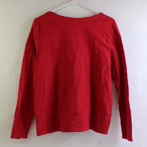 Laura Scott Textured Red Long-Sleeve T-Shirt Women's Size XL