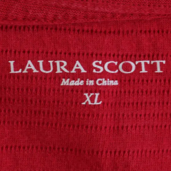 Laura Scott Textured Red Long-Sleeve T-Shirt Women's Size XL