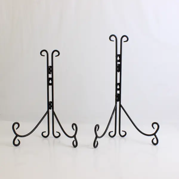 Lot Of 2 Unbranded Solid Black Color Metal Display Stand Photo Easel