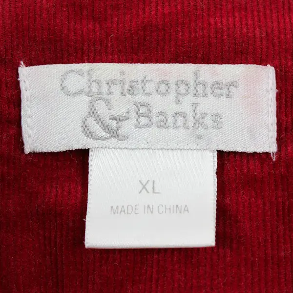 Vtg Christopher & Banks Women’s XL Red Floral Embroidered Corduroy Jacket