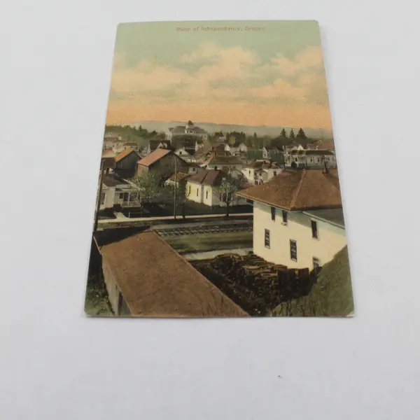 View of Independence Oregon Birds Eye View Color Litho Postcard 1914