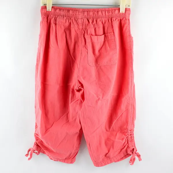 Gloria Vanderbilt Women's S Pink 100% Cotton Elastic Waist Drawstring Capris