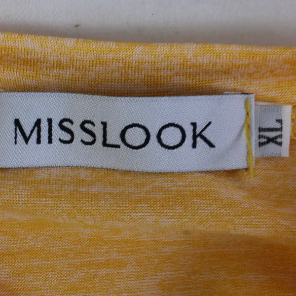 Misslook Leopard Print Color Block Long-Sleeved V-Neck Shirt Women's XL