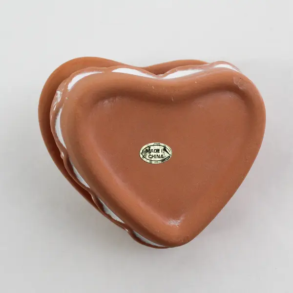 Terracotta Heart Shaped Trinket Box With Embossed Roses