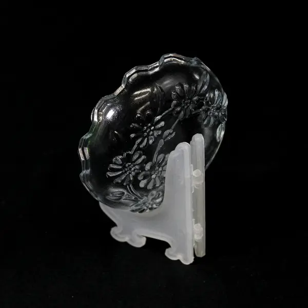 3 Inch Embossed Floral Crystal Trinket Dish With Display Easel