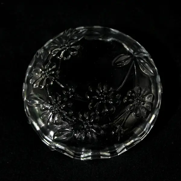 3 Inch Embossed Floral Crystal Trinket Dish With Display Easel