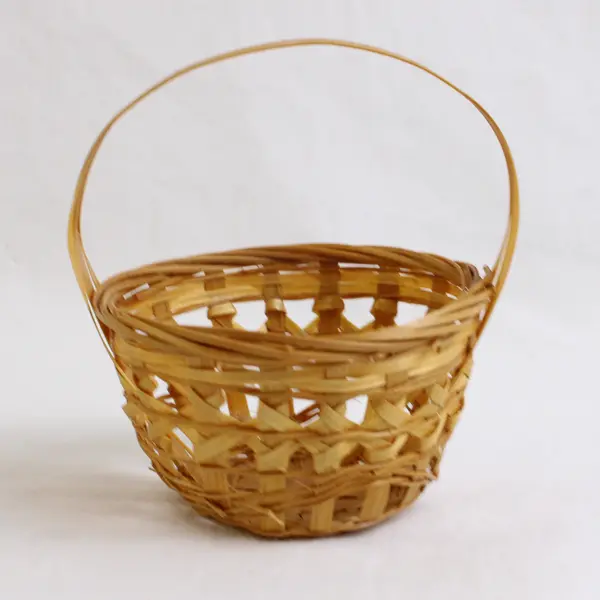 Lot Of 3 Handmade Solid Beige Color Matching Mini/Small Round Woven Baskets