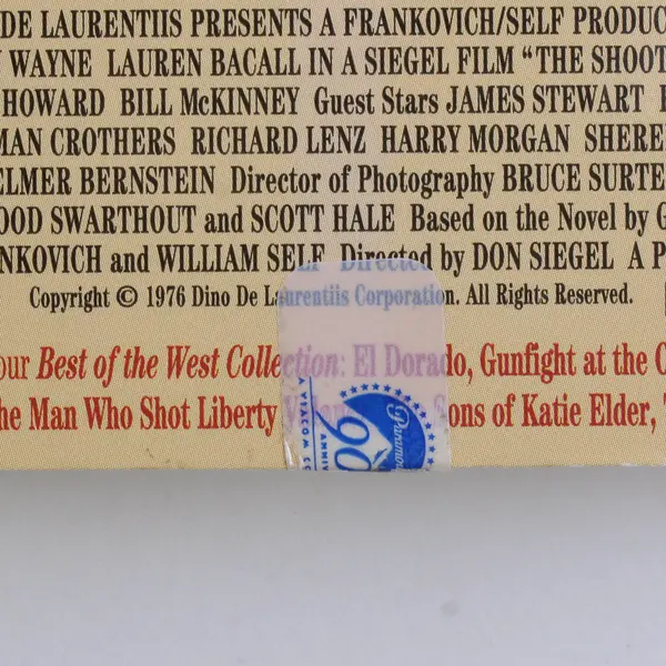 Vintage Film on VHS The Shootist John Wayne Lauren Bacall 1976 Best of the West