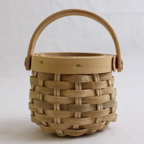  Handmade Solid Beige Color Mini/Small Oval Woven Baskets 2.25" x 3.25" x 3.25"