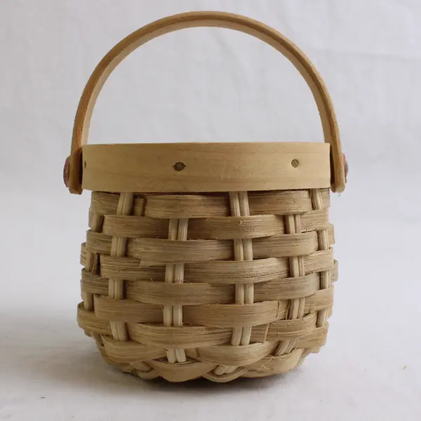 Handmade Solid Beige Color Mini/Small Oval Woven Baskets 2.25" x 3.25" x 3.25"