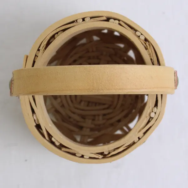  Handmade Solid Beige Color Mini/Small Oval Woven Baskets 2.25" x 3.25" x 3.25"