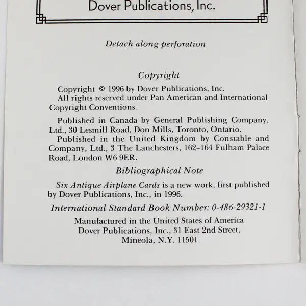 Six Antique Airplane Cards by Tuck and Sons Staff (1996, Trade Paperback)