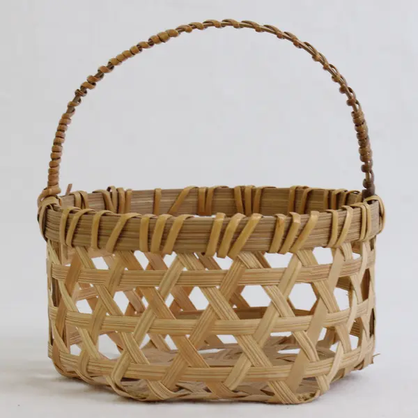 Handmade Solid Beige Color Mini/Small Round Woven Baskets 4" x 3.5" x 3.75"