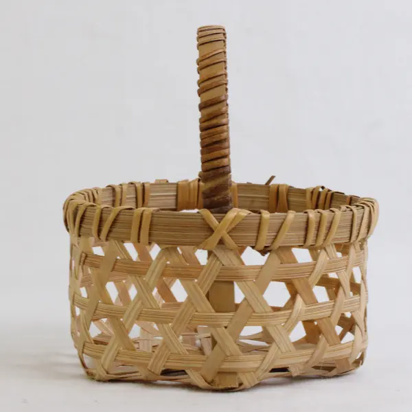 Handmade Solid Beige Color Mini/Small Round Woven Baskets 4" x 3.5" x 3.75"