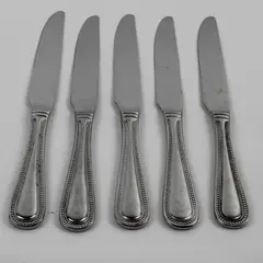 5 Towle Silver Hotel Multi Motif Beaded Pattern 18/10 SS Dinner Knives 9.75"