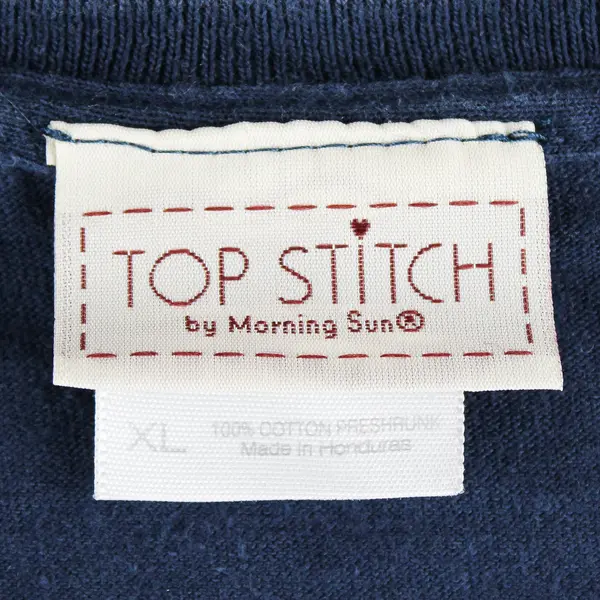 Vtg Top Stitch By Morning Sun Women's XL Navy 100% Cotton Embroidered Tee