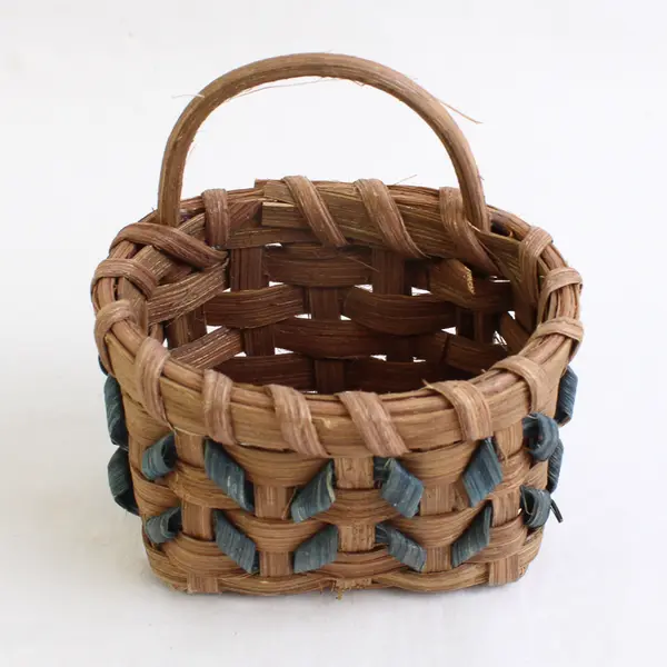 Lot Of 2 Handmade Matching Solid Brown Color Mini/Small Woven Baskets 