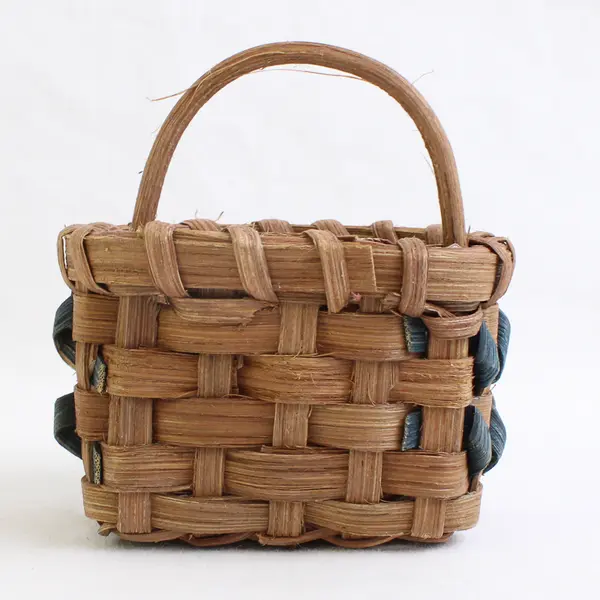 Lot Of 2 Handmade Matching Solid Brown Color Mini/Small Woven Baskets 