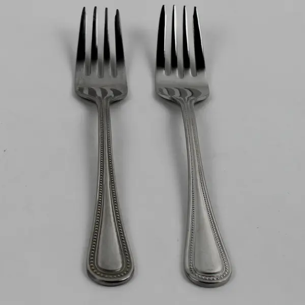 Lot of 2 Towle Silver Hotel Multimotif Beaded Pattern 18/10 SS Salad Forks 7.5"
