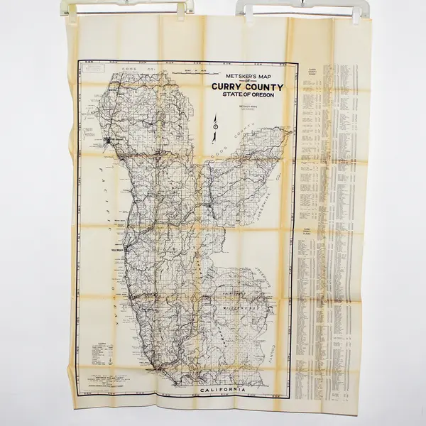 Vintage Metsker's Curry County Map Oregon Sportsman Hiking Travel