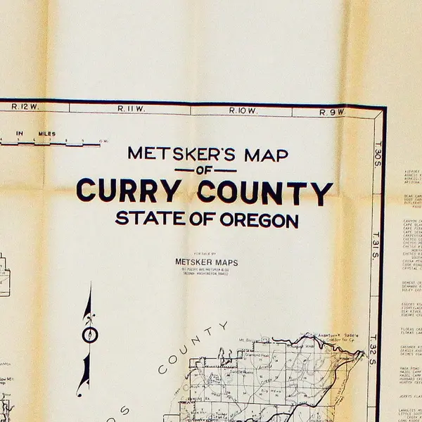 Vintage Metsker's Curry County Map Oregon Sportsman Hiking Travel