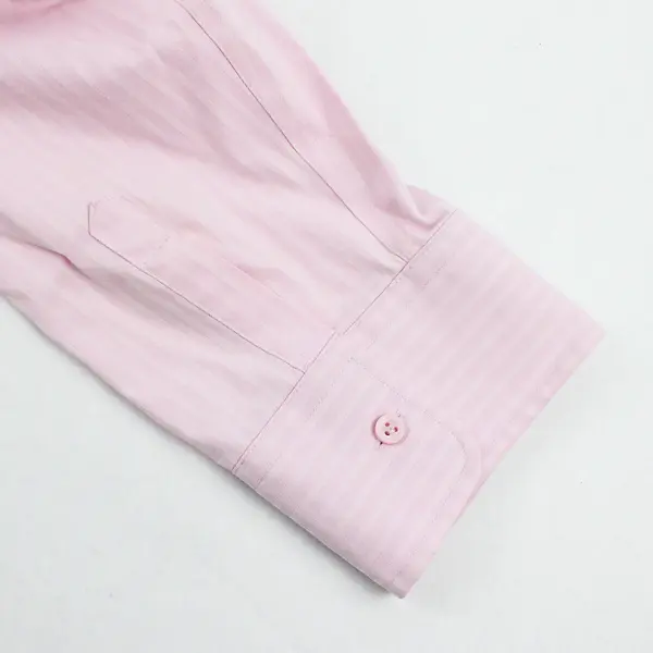 Lady Hathaway Women's L Pink Striped 3/4 Sleeve Button Up Collared Shirt