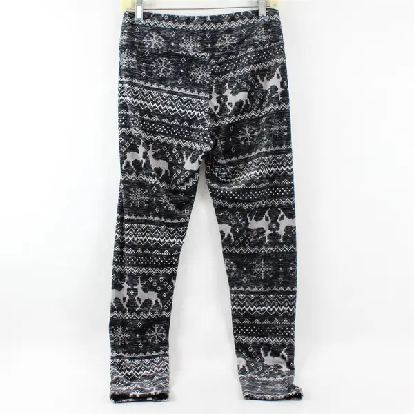 No Boundaries Gray Christmas-Themed Fuzzy Leggings Juniors Large 11-13