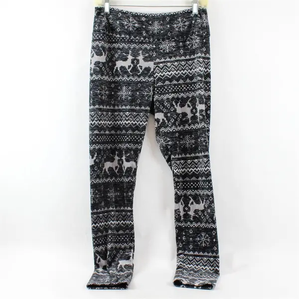 No Boundaries Gray Christmas-Themed Fuzzy Leggings Juniors Large 11-13