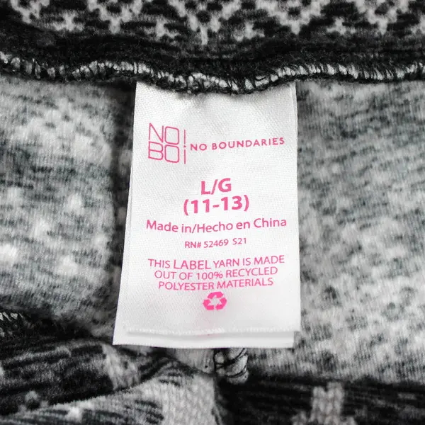 No Boundaries Gray Christmas-Themed Fuzzy Leggings Juniors Large 11-13