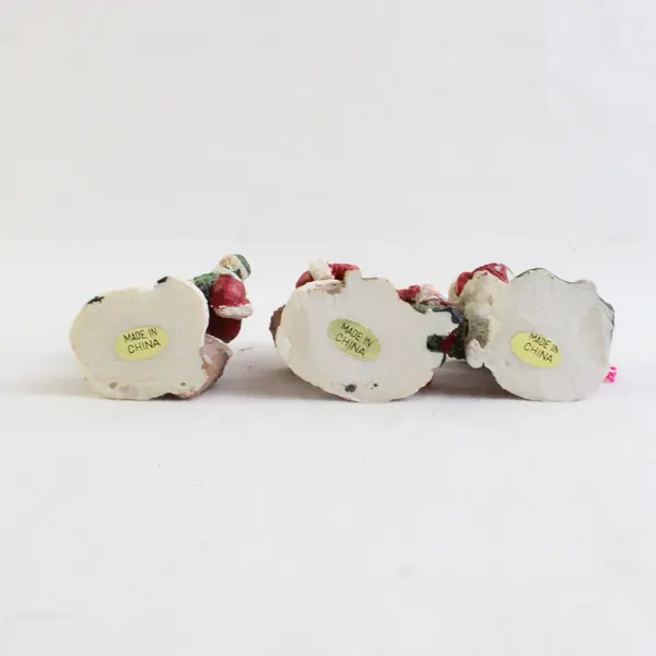 Lot Of 3 Unbranded Red/White/Green Santa Resin Hanging Ornaments 3"