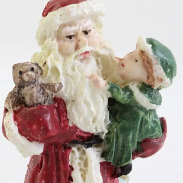 Lot Of 3 Unbranded Red/White/Green Santa Resin Hanging Ornaments 3"