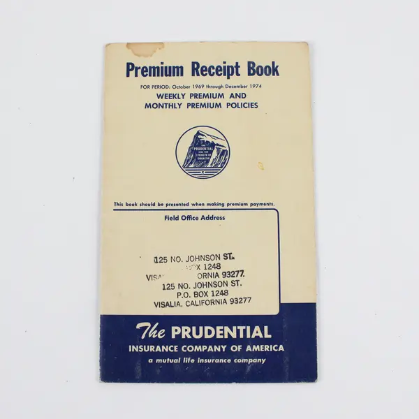 Lot Of 2 Prudential Insurance Premium Receipt Books 1960s 1970s Visalia Calif 