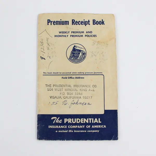 Lot Of 2 Prudential Insurance Premium Receipt Books 1960s 1970s Visalia Calif 