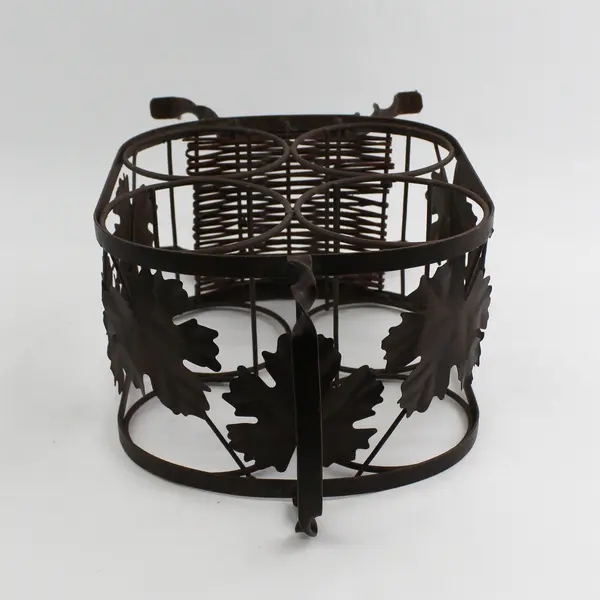 Brown Metal Grape Leaf 4 Bottle Portable Wine Rack