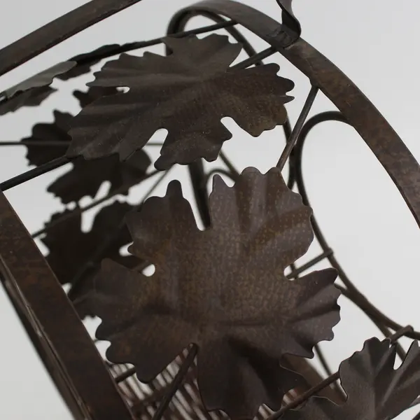 Brown Metal Grape Leaf 4 Bottle Portable Wine Rack
