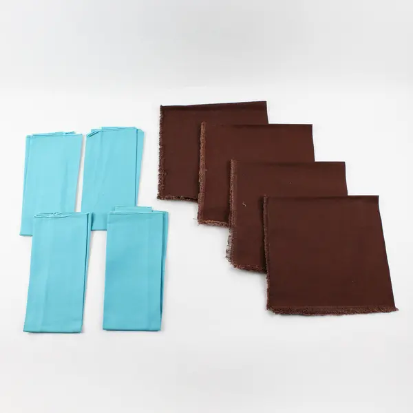 Lot of 8 (2 Types) Unbranded Table Setting Cloth Napkins - Blue and Brown