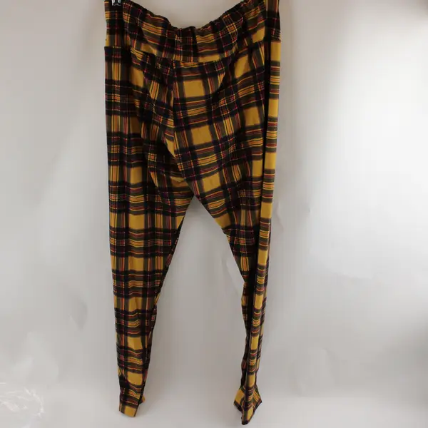 No Boundaries Yellow Purple & Pink Plaid Leggings Juniors XL 15-17