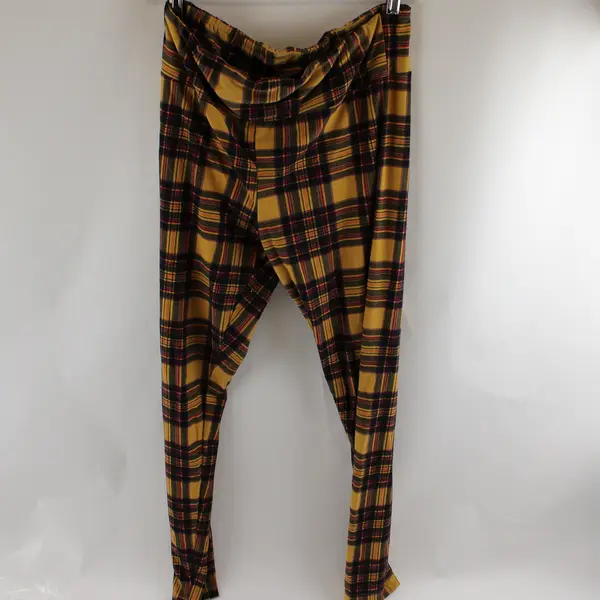 No Boundaries Yellow Purple & Pink Plaid Leggings Juniors XL 15-17