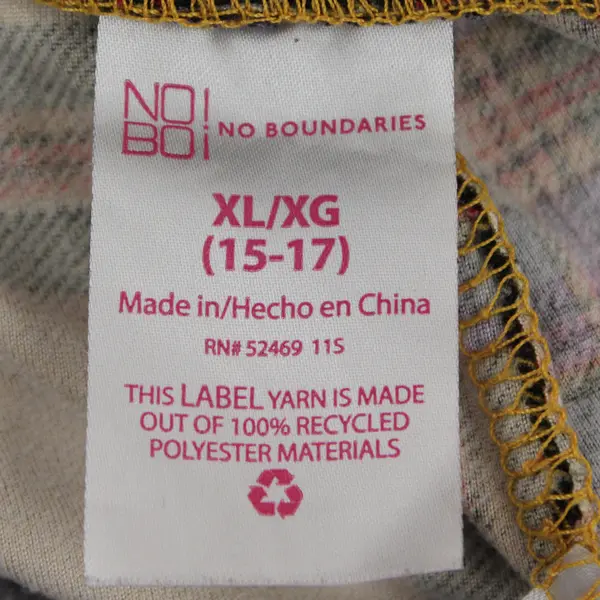 No Boundaries Yellow Purple & Pink Plaid Leggings Juniors XL 15-17