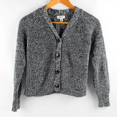 Style & Co. Women's XS Black & White Button Up Long Sleeve Cotton Knit Cardigan