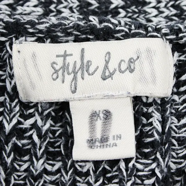 Style & Co. Women's XS Black & White Button Up Long Sleeve Cotton Knit Cardigan