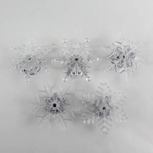 Lot of 5 Clear Plastic Battery Operated Christmas Lights With Suction Cups